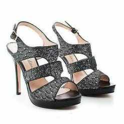 New Kimi25 By Blossom, Sling Back Dazzling Glitter Cluster Cut Out Strappy Stiletto Heels