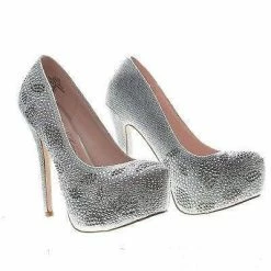 Kinko5 By De Blossom, High Heel Stiletto Pump Rhinestone Studded Closed Toe Women Shoe