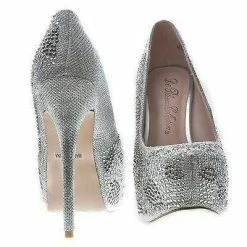 Kinko5 By De Blossom, High Heel Stiletto Pump Rhinestone Studded Closed Toe Women Shoe