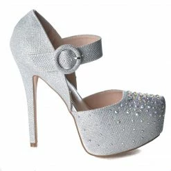 Kinko7 By De Blossom, Dress Rhinestone Studded Pointed Toe Mary Jane Platform Pump Heels