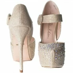 Kinko7 By De Blossom, Dress Rhinestone Studded Pointed Toe Mary Jane Platform Pump Heels