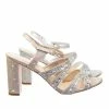 Blossom New Lilia5 Block Heel Cage Dress Sandal W Glitter Fabric & Rhinestone Crystal
