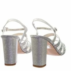 Blossom New Lilia5 Block Heel Cage Dress Sandal W Glitter Fabric & Rhinestone Crystal