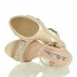 New Lin85 By Blossom, Pearl Faux Suede Open Toe Sling Back Low Platform Pump Sandals