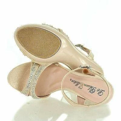 New Lin85 By Blossom, Pearl Faux Suede Open Toe Sling Back Low Platform Pump Sandals