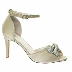 Paris15 By Blossom Rhinestone Bow Satin Peep Toe Open Shank D'Orsay Cutout Dress Pump New