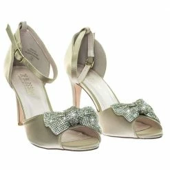 Paris15 By Blossom Rhinestone Bow Satin Peep Toe Open Shank D'Orsay Cutout Dress Pump New