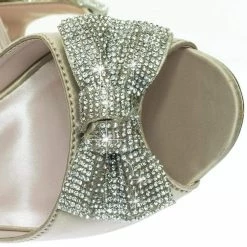 Paris15 By Blossom Rhinestone Bow Satin Peep Toe Open Shank D'Orsay Cutout Dress Pump New