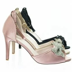 Paris15 By Blossom Rhinestone Bow Satin Peep Toe Open Shank D'Orsay Cutout Dress Pump New