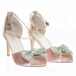 Paris15 By Blossom Rhinestone Bow Satin Peep Toe Open Shank D'Orsay Cutout Dress Pump New