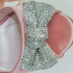 Paris15 By Blossom Rhinestone Bow Satin Peep Toe Open Shank D'Orsay Cutout Dress Pump New