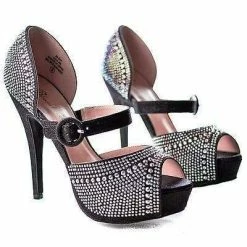 New Vice60 By De Blossom, Rhinestone Stud Sandal Stiletto Heel Dance Prom Evening Shoe
