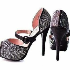 New Vice60 By De Blossom, Rhinestone Stud Sandal Stiletto Heel Dance Prom Evening Shoe