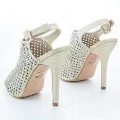 New Yael77 By Blossom, Peep Toe Laser Cut Out Rhinestone Studded Stiletto Pumps