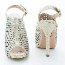 New Yael77 By Blossom, Peep Toe Laser Cut Out Rhinestone Studded Stiletto Pumps