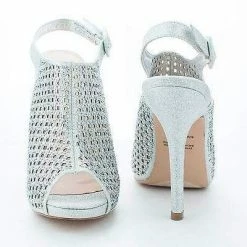 New Yael77 By Blossom, Peep Toe Laser Cut Out Rhinestone Studded Stiletto Pumps