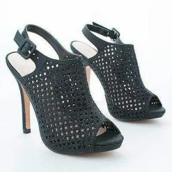 New Yael77 By Blossom, Peep Toe Laser Cut Out Rhinestone Studded Stiletto Pumps