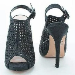 New Yael77 By Blossom, Peep Toe Laser Cut Out Rhinestone Studded Stiletto Pumps