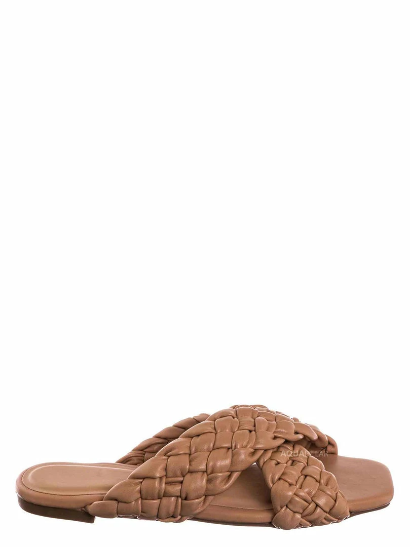 Bamboo Kick61 Thick Braided Woven Slides - Womens Open Squared Toe Slip On Mule Slipper New