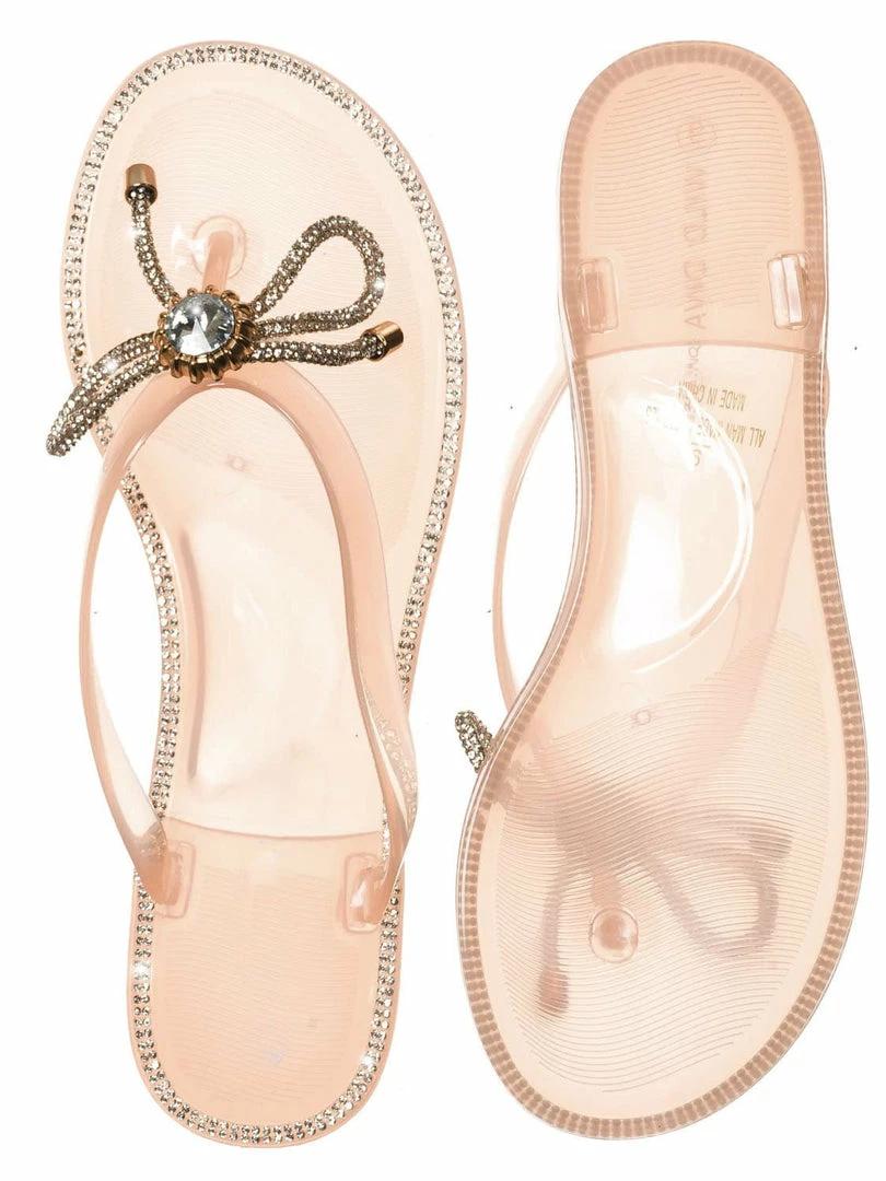 Wild Diva Jolie44 Rhinestone Crystal Jelly Slide, Women Lucite Flip Flop