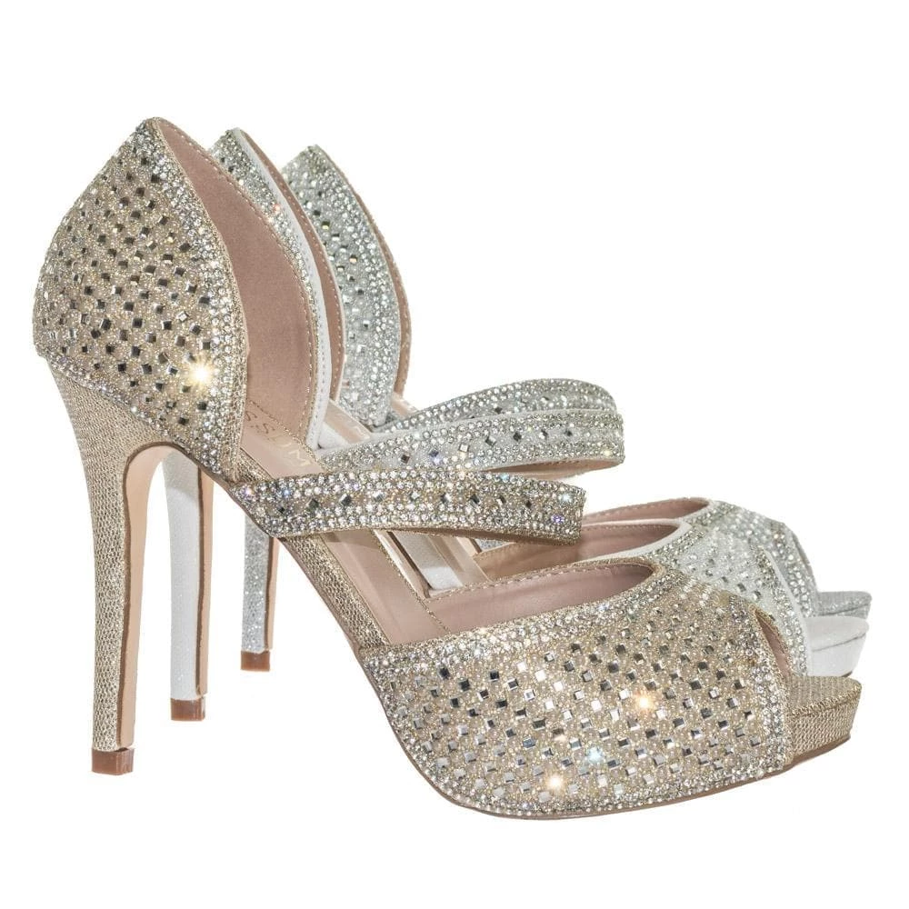 Barbara85 By Bonnibel Pearl Rhinestone Crystal Embellished Peep Toe D'Orsay Mary Jane Pump