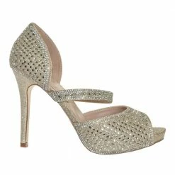 Barbara85 By Bonnibel Pearl Rhinestone Crystal Embellished Peep Toe D'Orsay Mary Jane Pump