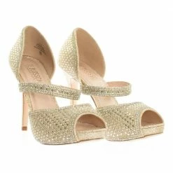 Barbara85 By Bonnibel Pearl Rhinestone Crystal Embellished Peep Toe D'Orsay Mary Jane Pump