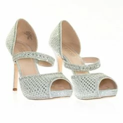 Barbara85 By Bonnibel Pearl Rhinestone Crystal Embellished Peep Toe D'Orsay Mary Jane Pump