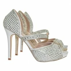 Barbara85 By Bonnibel Pearl Rhinestone Crystal Embellished Peep Toe D'Orsay Mary Jane Pump