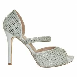 Barbara85 By Bonnibel Pearl Rhinestone Crystal Embellished Peep Toe D'Orsay Mary Jane Pump