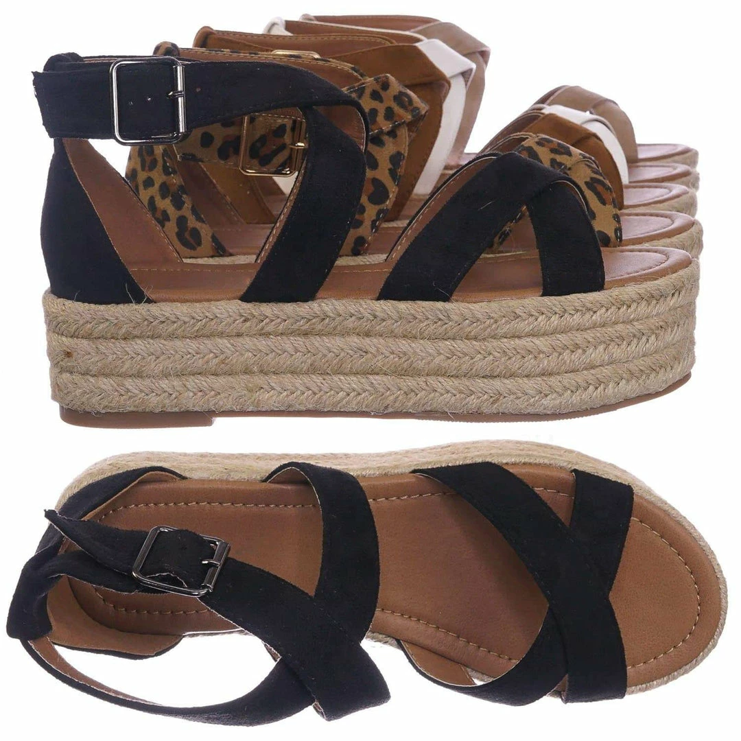 Bonnibel Fatima1 Wrapped Espadrille Jute Flatform Sandal - Summer Open Toe Braided Shoe New