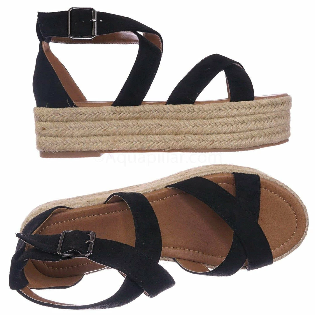 Bonnibel Fatima1 Wrapped Espadrille Jute Flatform Sandal - Summer Open Toe Braided Shoe New