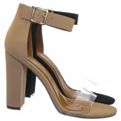 Bonnibel New Kimberly3 Clear Lucite Chunky Heel Sandals - Womens Dressy Open Toe Shoes