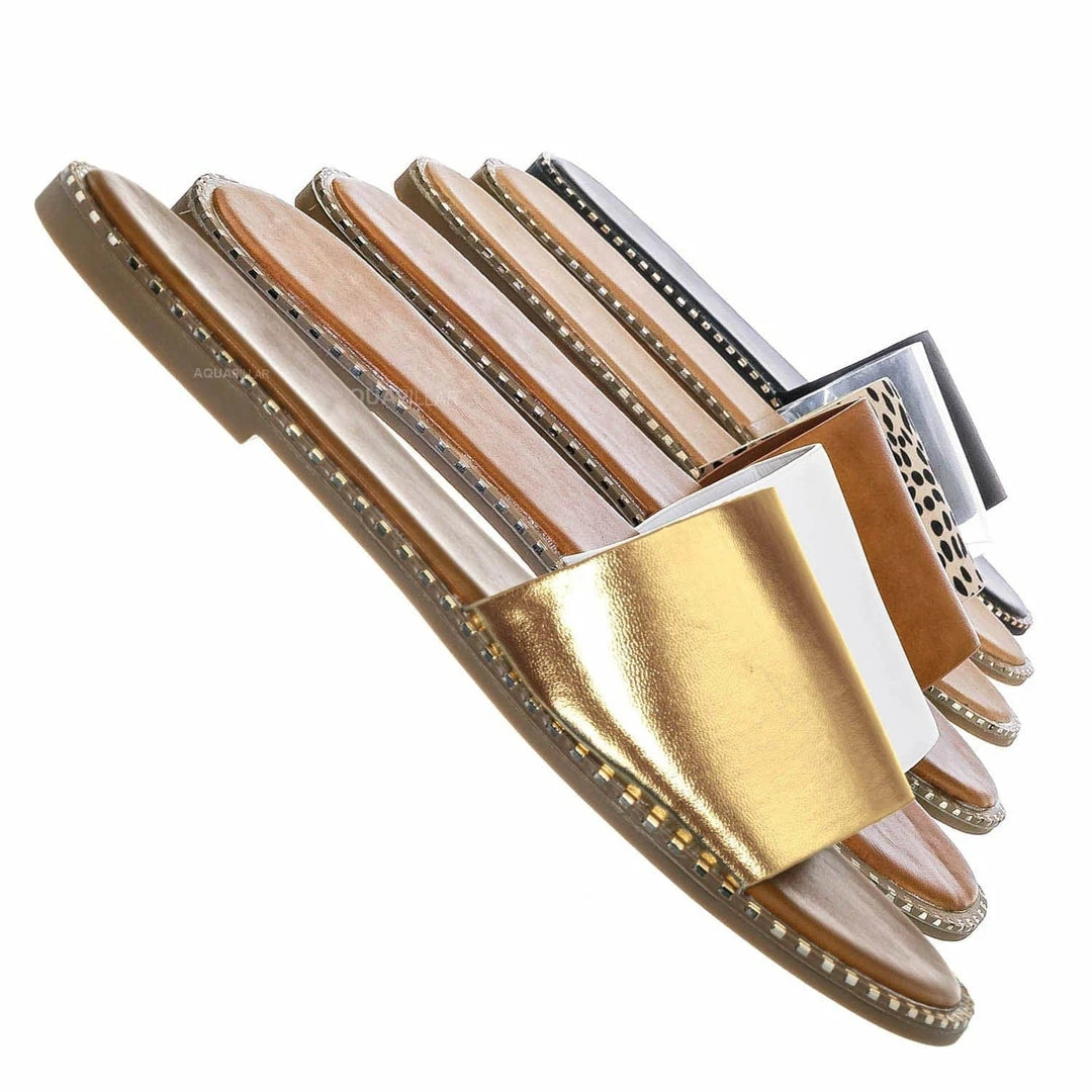 Bonnibel Micah Punk Rock Metal Stud Welt Slide - Women Hardware Slipper Flat Sandals