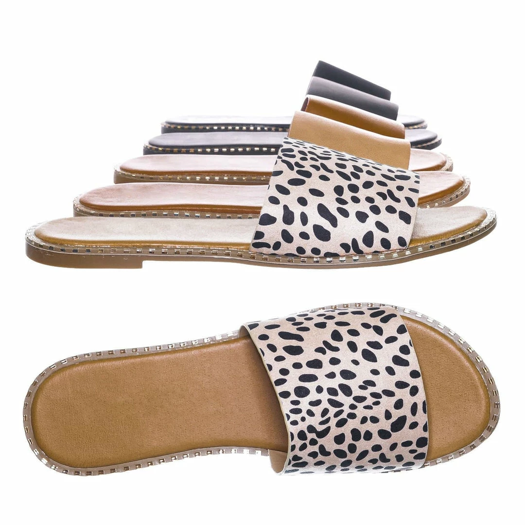 Bonnibel Micah Punk Rock Metal Stud Welt Slide - Women Hardware Slipper Flat Sandals