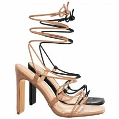 X2B Alaiya1 Leg Wrap Lace Up High Heel Sandal, Women Dress Shoes