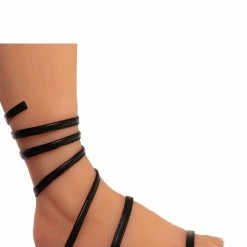 Glaze New Honey88 Gladiator Rhinestone Coil Leg Wrap Flat Sandal