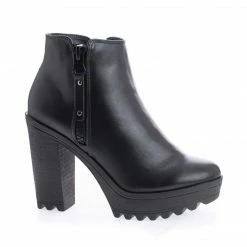 Breckelle's New Asha11 By Breckelles, Round Toe Zip Up Lug Sole High Heel Ankle Boots
