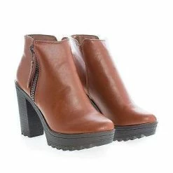 Breckelle's New Asha11 By Breckelles, Round Toe Zip Up Lug Sole High Heel Ankle Boots