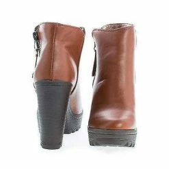 Breckelle's New Asha11 By Breckelles, Round Toe Zip Up Lug Sole High Heel Ankle Boots