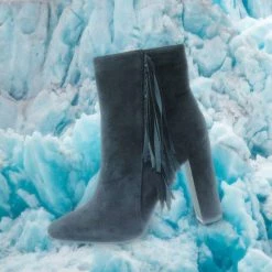 Breckelle's Lisa12 20s Retro Fringe Ankle Bootie - Flappy Tassel Block High Heel Dress Boots