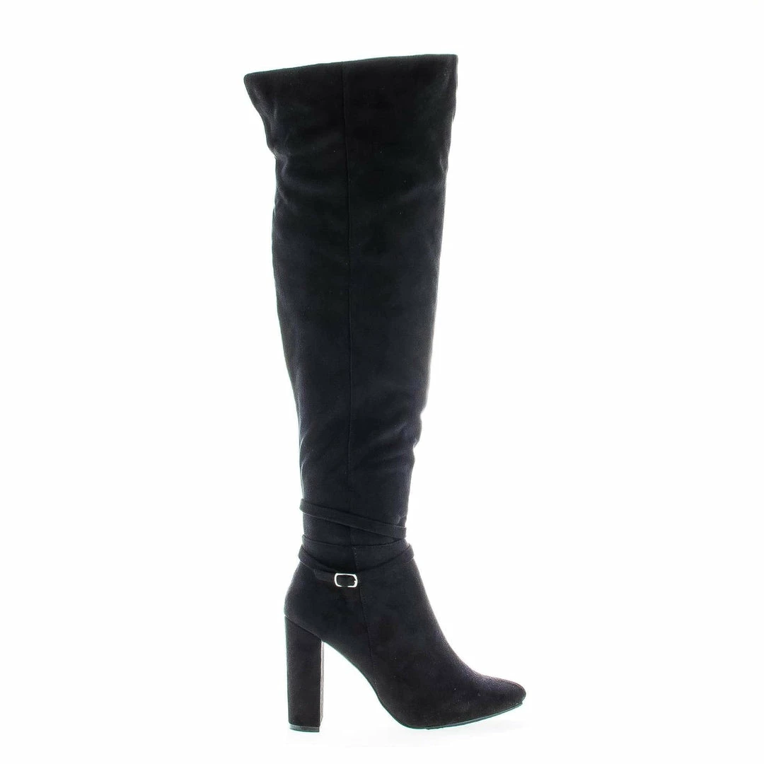 New Lisa13 By Breckelle's, Over Knee Zip Up Pointy Toe Block Heel Boots