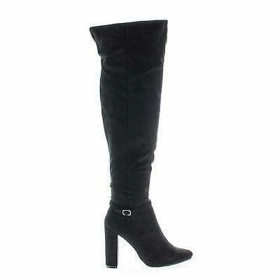 New Lisa13 By Breckelle's, Over Knee Zip Up Pointy Toe Block Heel Boots