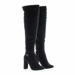 New Lisa13 By Breckelle's, Over Knee Zip Up Pointy Toe Block Heel Boots