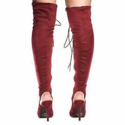 Randi23 By Breckelle's, Corset Boots Thigh High Peep Toe Lace Up Stiletto High Heel Boots New