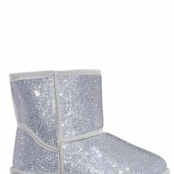 Bamboo Frozen22 Rhinestone Faux Fur Snow Boots - Crystal Soft Fluffy Eskimo Slippers