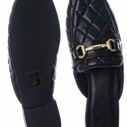 CityClassified New Terrace Puffy Quilted Flat Loafer Mule - Women Slipper W Horse Bit Detail