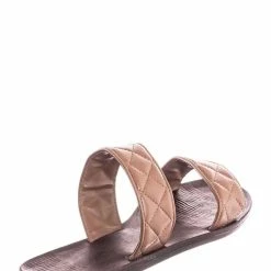 Bamboo Moonbeam65 Quilted Double Strap Slides - Summer Slip On Flat Slipper Sandal