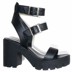 Soda Novas SWomens Chunky Block Heel Platform Lug Sole Sandal Gladiator Double Ankle Strap Funky Sporty Grunge Retro Comfy Cage Shoes