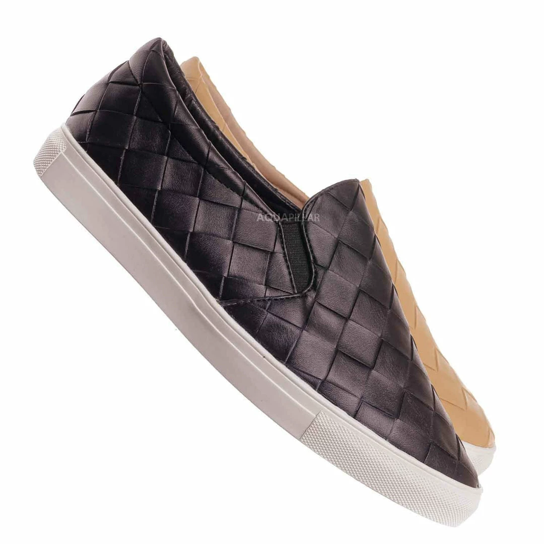 La Shailah Design33 Woven Platform Slip On Sneaker - Women Slide In Athletic Loafer New